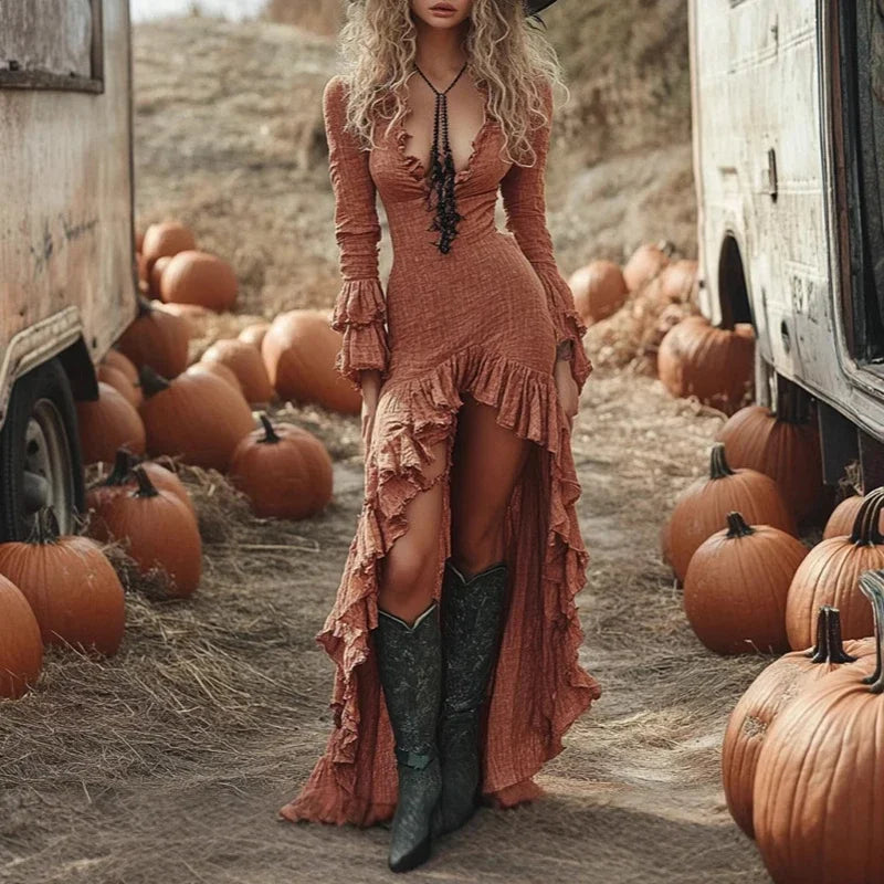 Boho Ruffle Maxi Dress